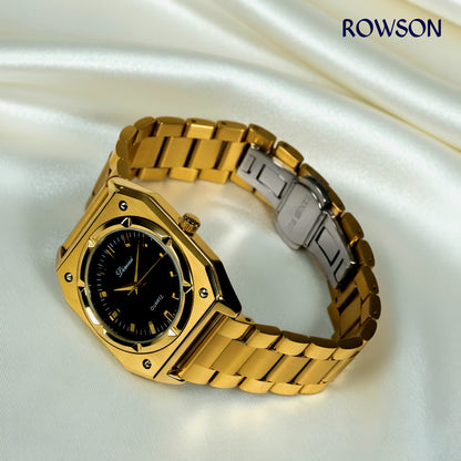 Gold Black Timepiece Watch