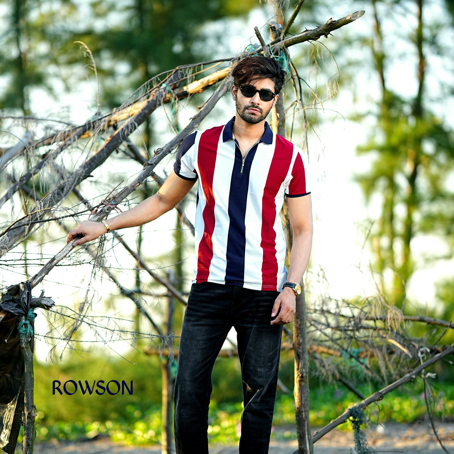 Multicolour Stripe Zip Neck Polo Shirt