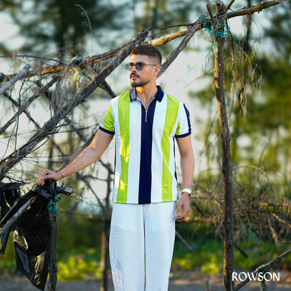 Multicolour Stripe Zip Neck Polo Shirt