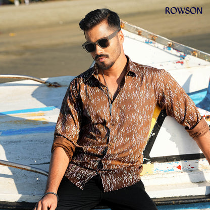 Brown Vintage Print Shirt