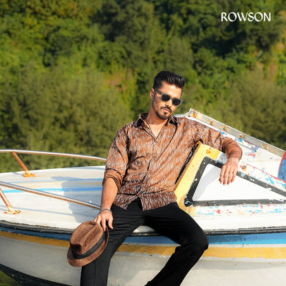 Brown Vintage Print Shirt