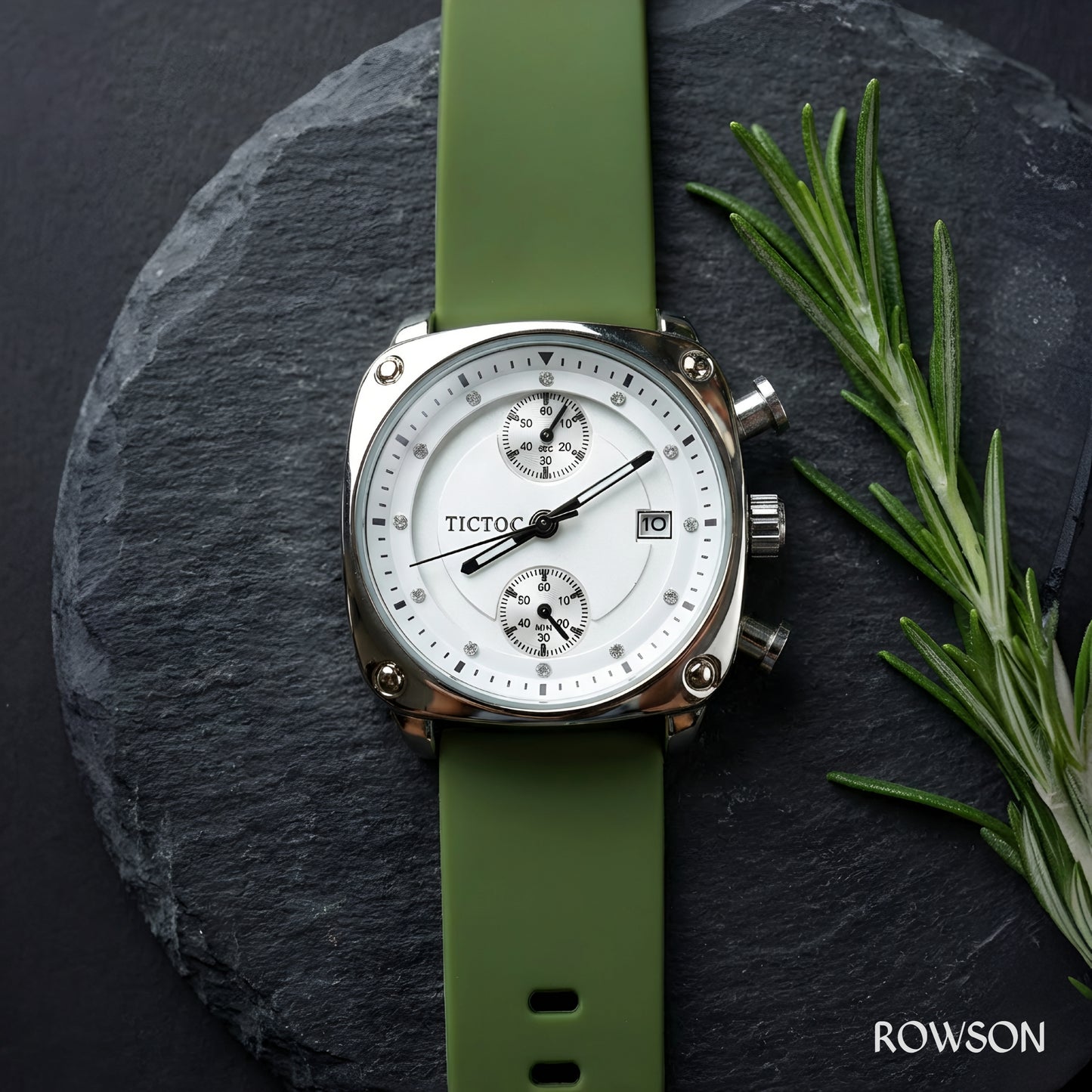 Tictoc Imperial White Watch (Green Belt)