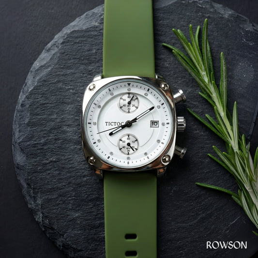 Tictoc Imperial White Watch (Green Belt)