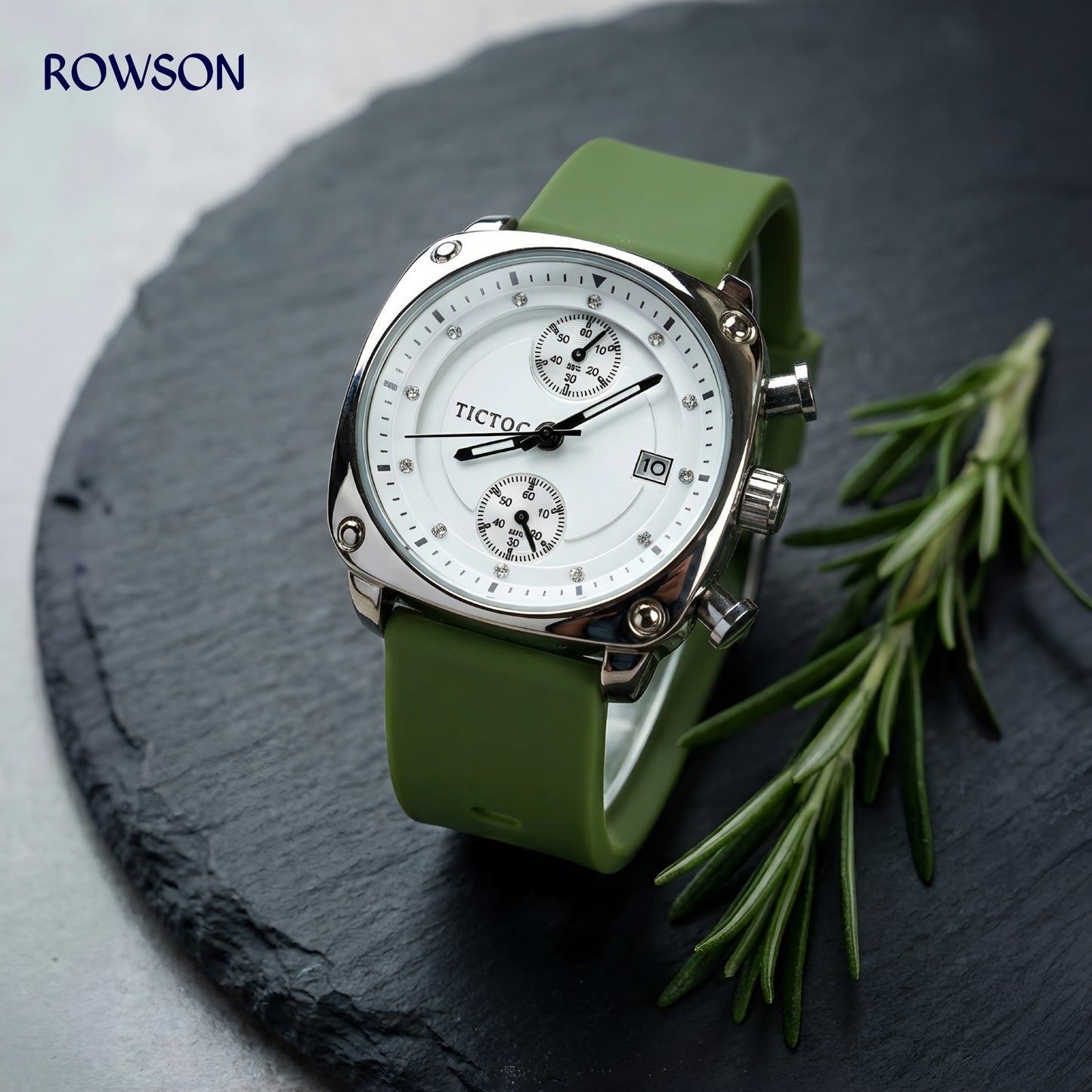 Tictoc Imperial White Watch (Green Belt)