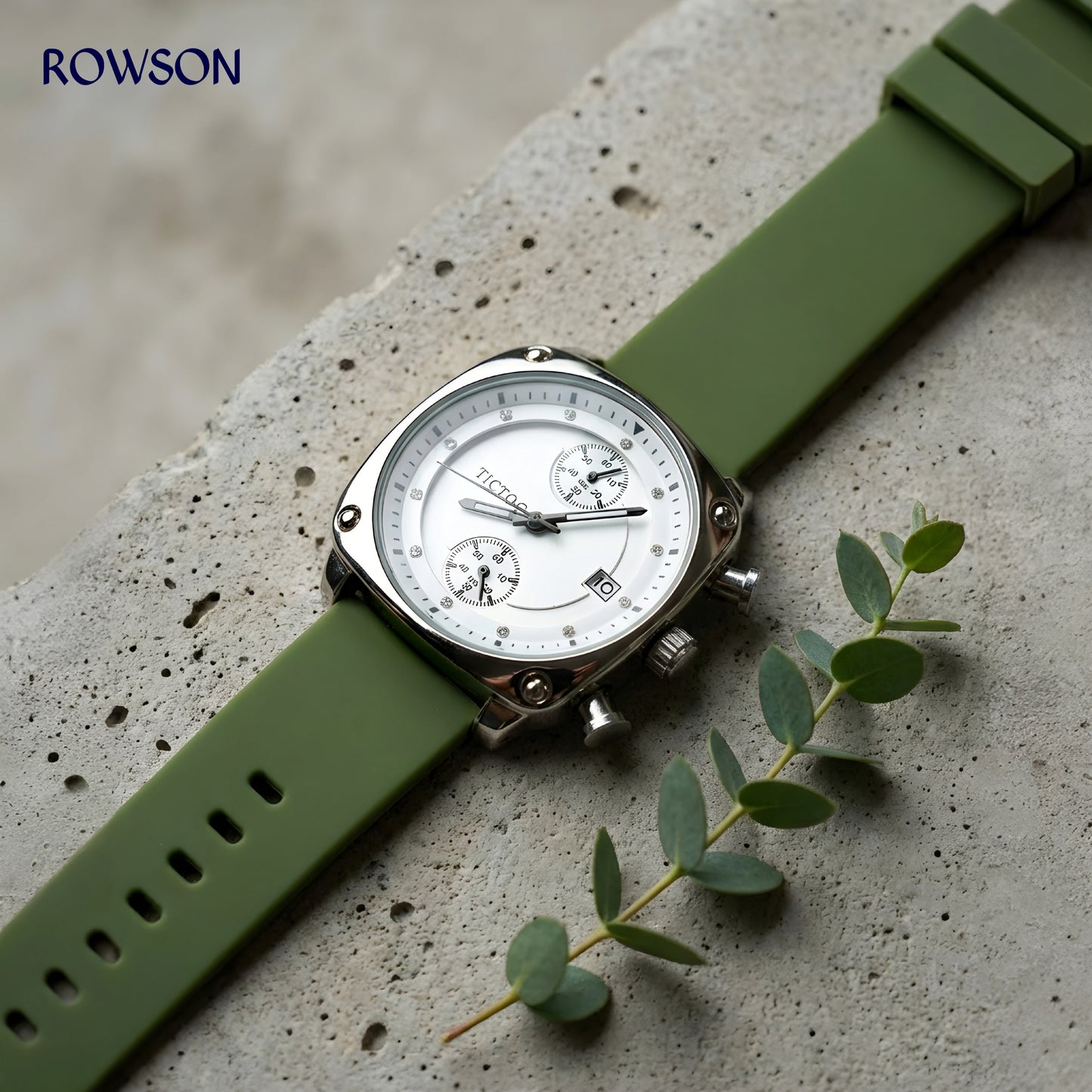 Tictoc Imperial White Watch (Green Belt)