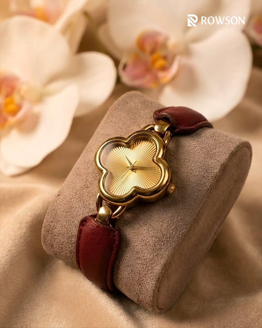 Clover-Shaped Gold Women's Watch