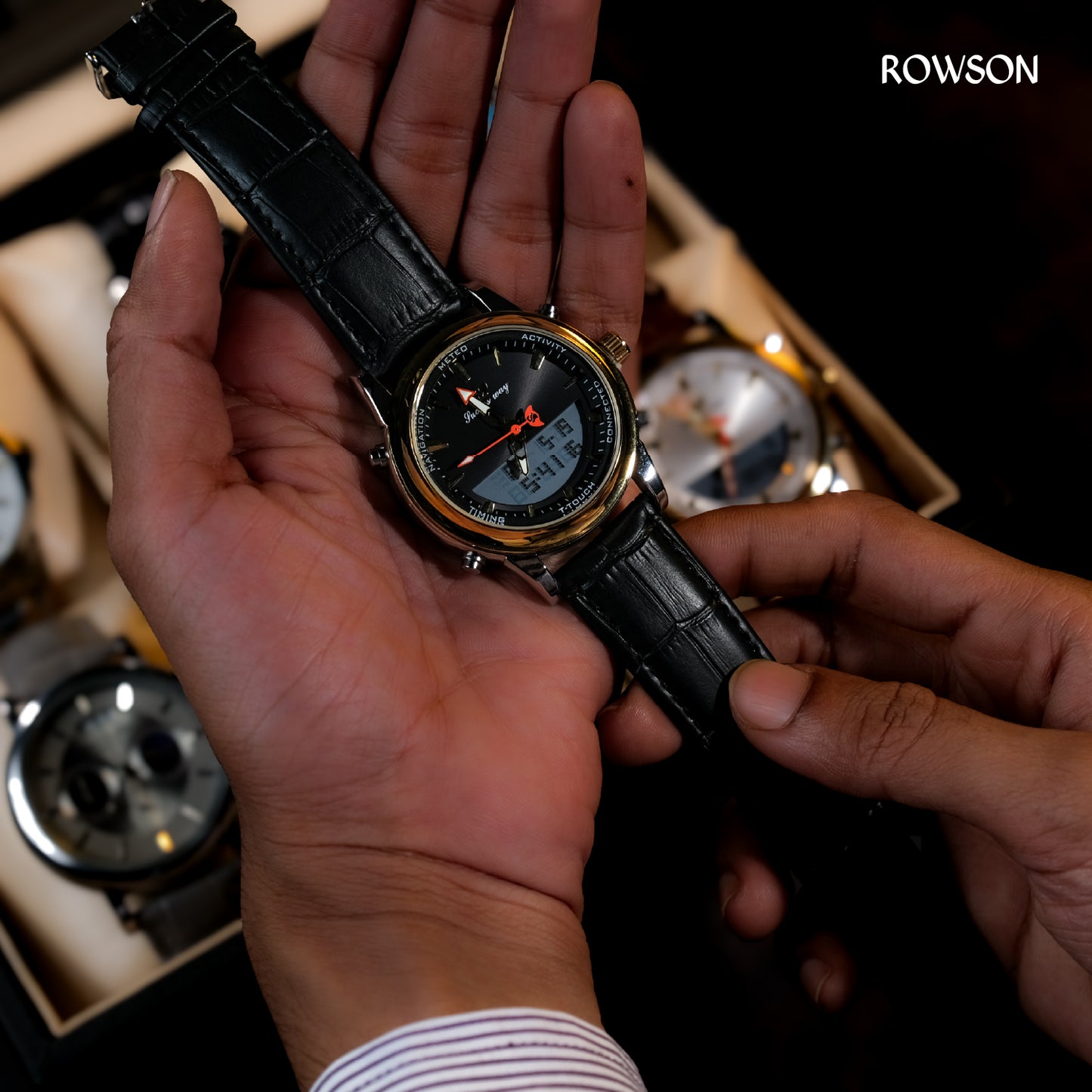 Premium Dual Display Wrist Watch - Black