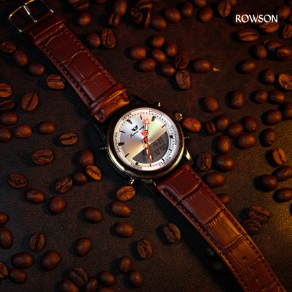 Premium Silver Dial Analog-Digital Watch