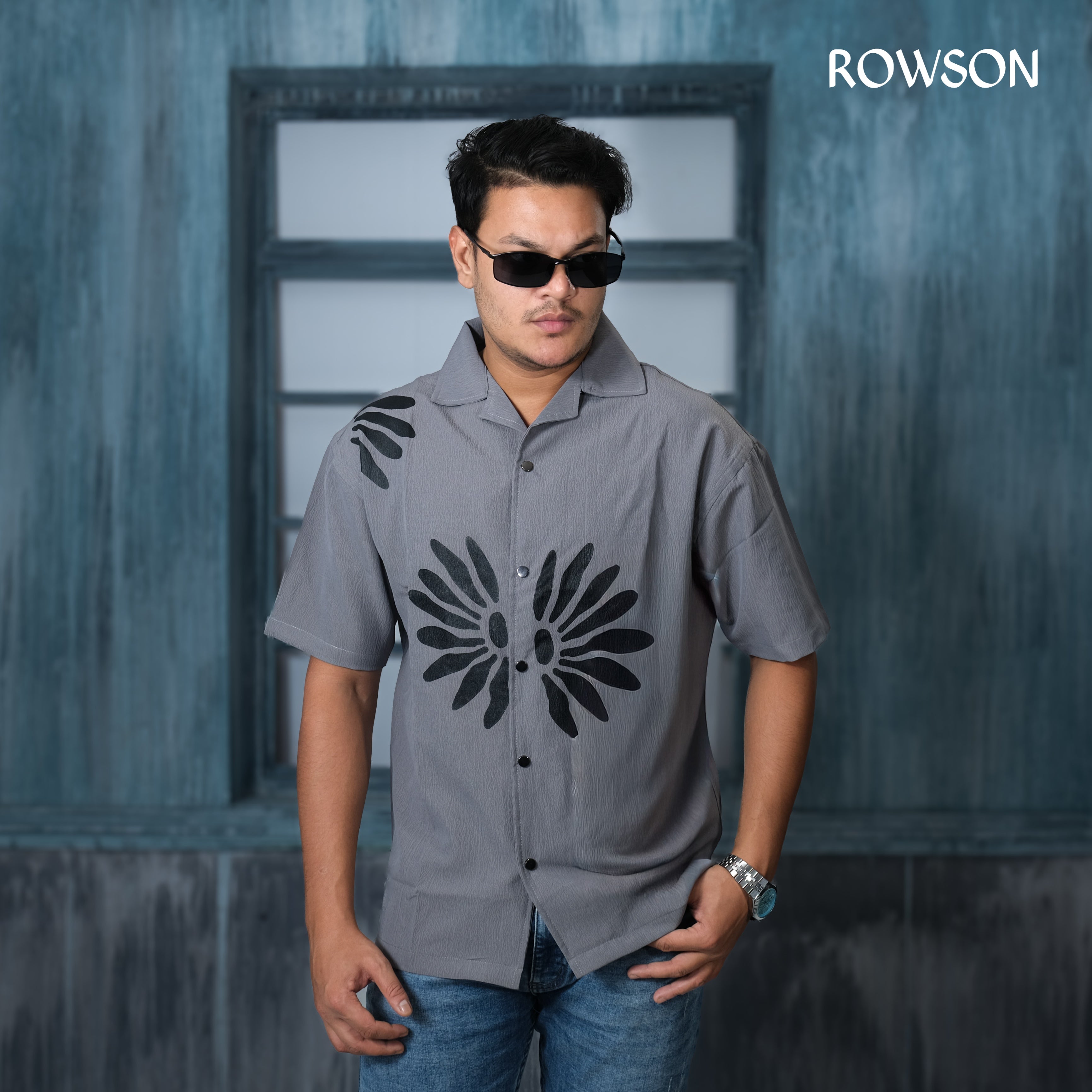 Chinese Soft Zafran Fabrics Semi Drop Shoulder Shirt - Gray – Rowson