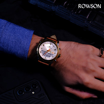 Premium Silver Dial Analog-Digital Watch