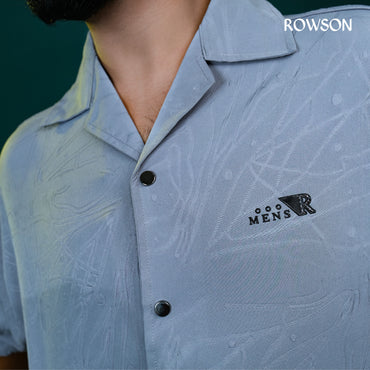 Chinese Soft Carved Fabrics Half Shirt - Lava Gray