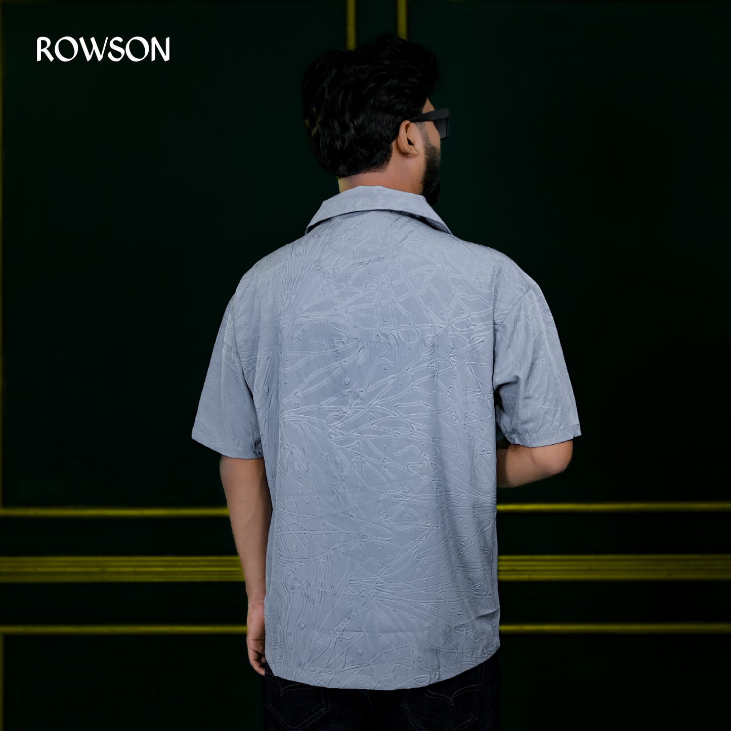 Chinese Soft Carved Fabrics Half Shirt - Lava Gray