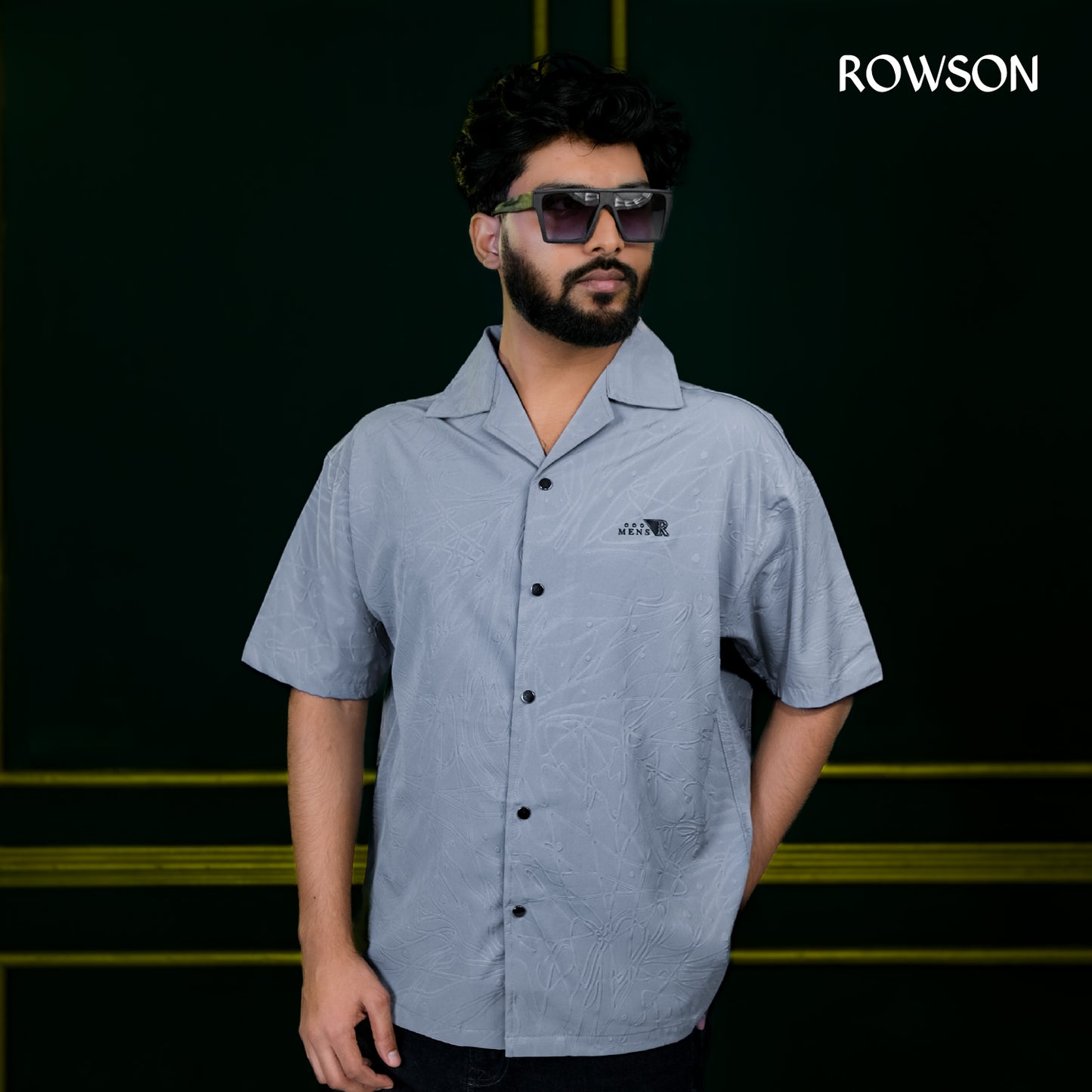 Chinese Soft Carved Fabrics Half Shirt - Lava Gray
