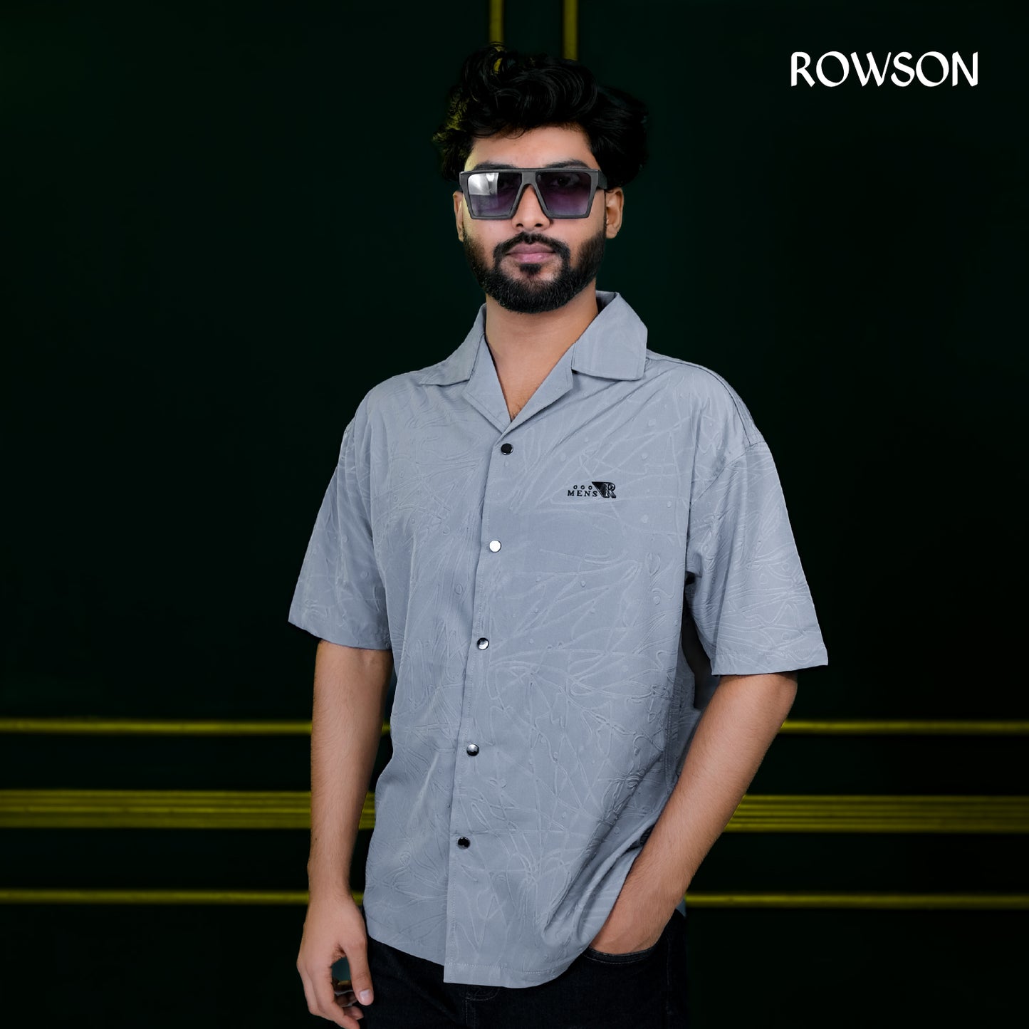 Chinese Soft Carved Fabrics Half Shirt - Lava Gray