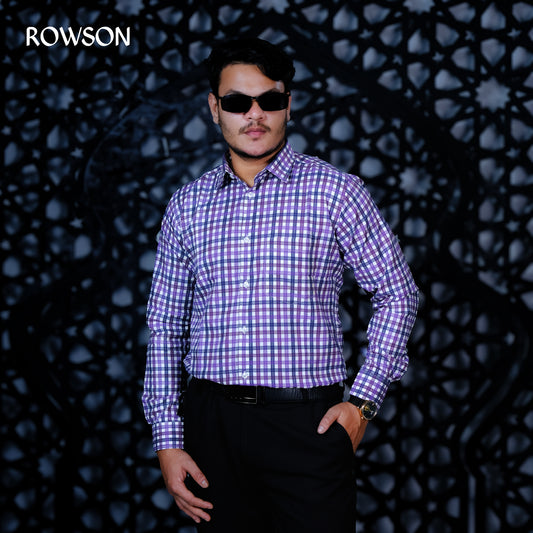 Violet Check Formal Shirt