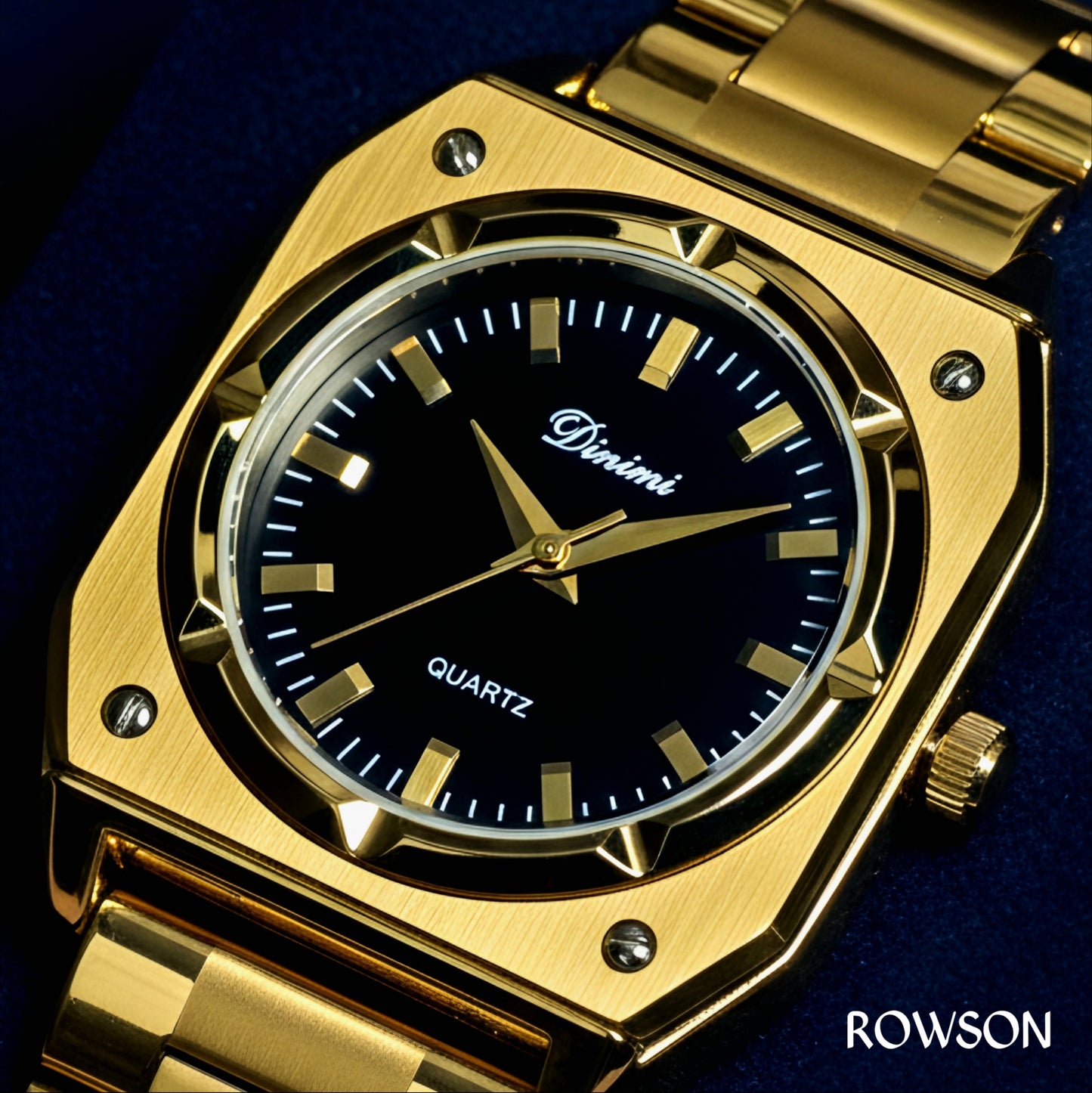 Gold Black Timepiece Watch