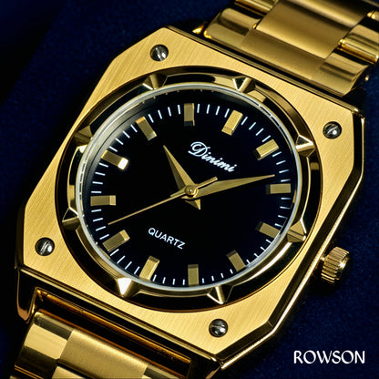 Gold Black Timepiece Watch