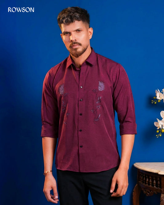 Majestic Party Full Shirt - Red Wine